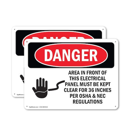 Signmission Electrical Panel Keep Clear Danger Sign, Plastic, 10in W x 7in L, 2PK OS-2PACK-DS-P-710-L-1031